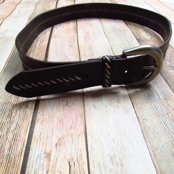Columbia Brown Leather Belt w/ Tan Stitching   B6 - Picture 1 of 8